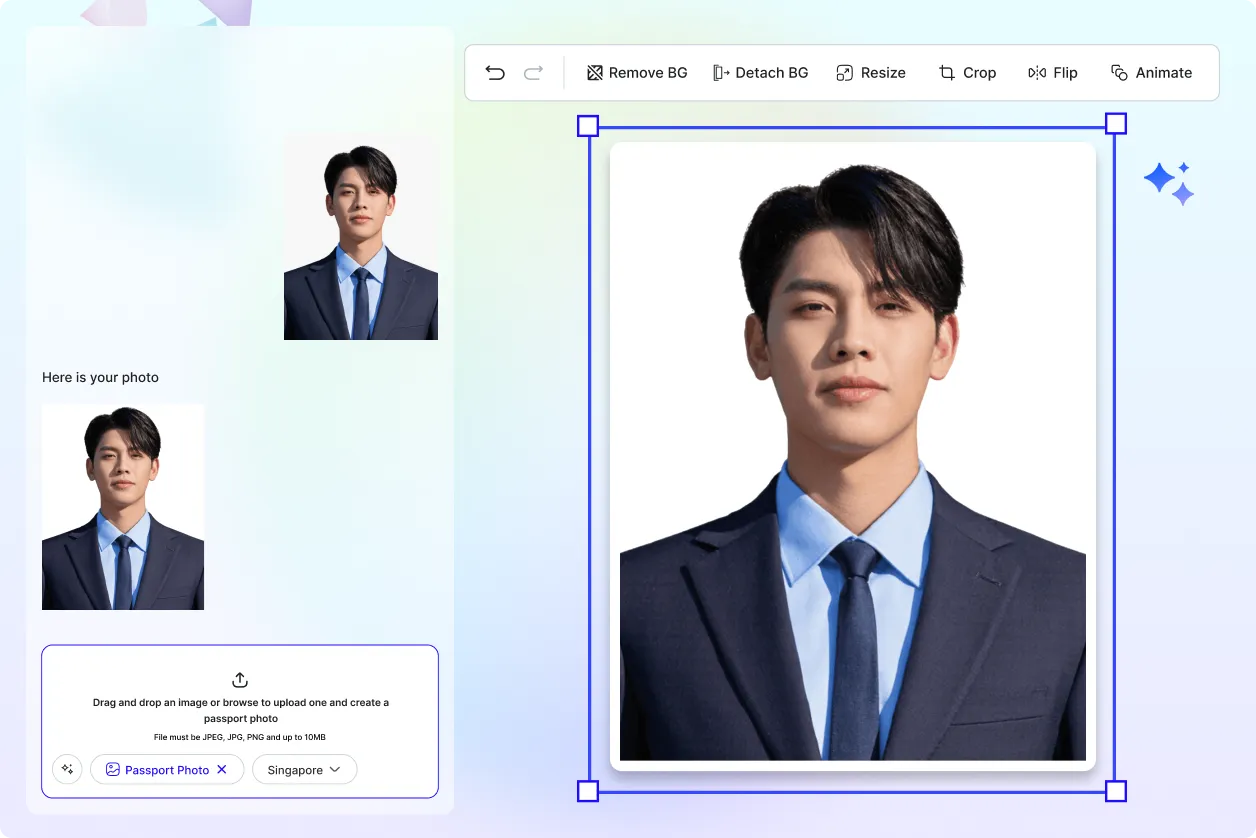Free AI Passport Photo Editor, Free Online Passport Size Photo Maker